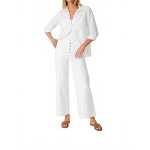 NEW LEVEL99 camille exposed button wide leg pants in stillwater